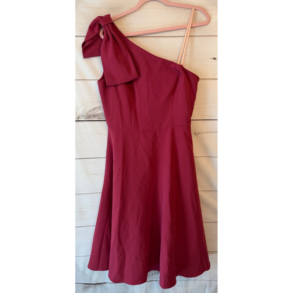 Gal Meets Glam Collection One Shoulder Bow Dress Berry Pink US 10